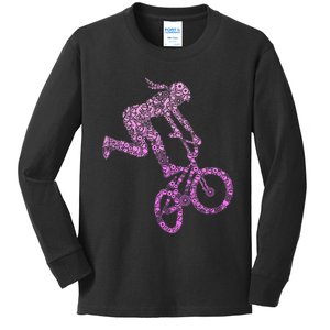 Bmx Rider Girl Bike Bicycle Stunt Racing Kids Long Sleeve Shirt