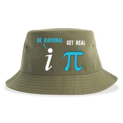 Be Rational Get Real Funny Math Joke Statistics Pun Gift Sustainable Bucket Hat