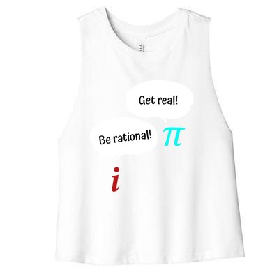 Be Rational Get Real Math Teacher Pi Mathematic Algebra Funny Gift Women's Racerback Cropped Tank