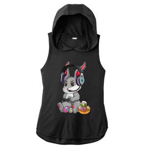 Bunny Rabbit Gaming Happy Easter Day Gamer Ladies PosiCharge Tri-Blend Wicking Draft Hoodie Tank