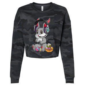 Bunny Rabbit Gaming Happy Easter Day Gamer Cropped Pullover Crew