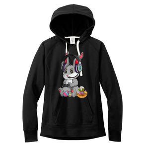 Bunny Rabbit Gaming Happy Easter Day Gamer Women's Fleece Hoodie