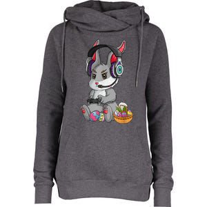 Bunny Rabbit Gaming Happy Easter Day Gamer Womens Funnel Neck Pullover Hood