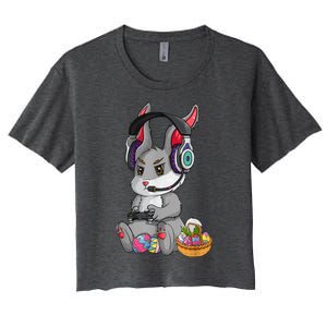 Bunny Rabbit Gaming Happy Easter Day Gamer Women's Crop Top Tee