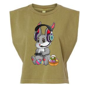 Bunny Rabbit Gaming Happy Easter Day Gamer Garment-Dyed Women's Muscle Tee