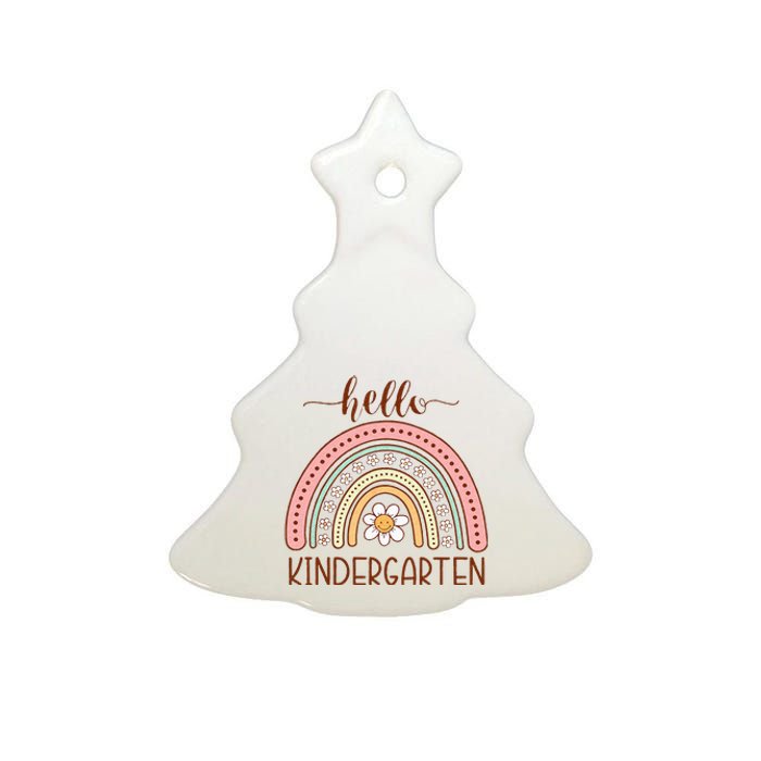 Boho Rainbow Hello Kindergarten First Day Of School Teacher Ceramic Tree Ornament