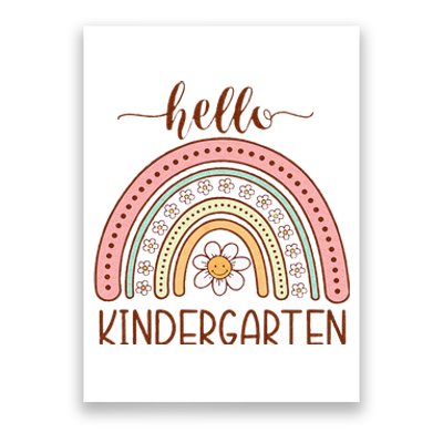 Boho Rainbow Hello Kindergarten First Day Of School Teacher Poster