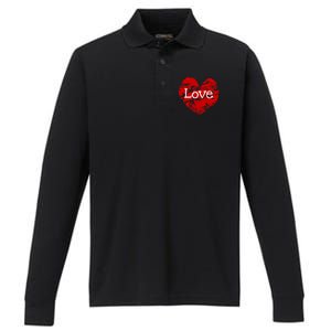 Big Red Heart Valentines Day Tee Cute Vgiftday Love Couple Gift Performance Long Sleeve Polo