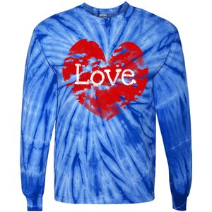 Big Red Heart Valentines Day Tee Cute Vgiftday Love Couple Gift Tie-Dye Long Sleeve Shirt