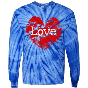 Big Red Heart Valentines Day Tee Cute Vgiftday Love Couple Cute Gift Tie-Dye Long Sleeve Shirt