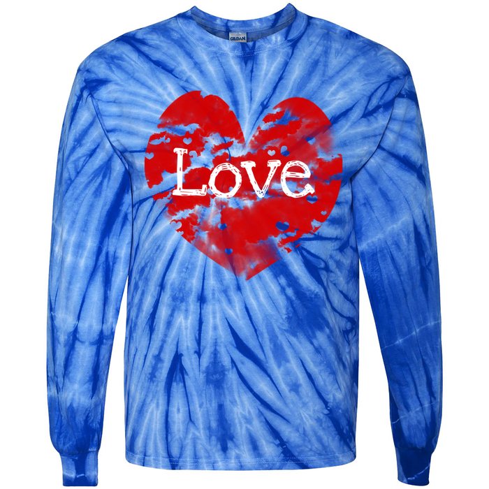 Big Red Heart Valentines Day Tee Cute Vgiftday Love Couple Gift Tie-Dye Long Sleeve Shirt