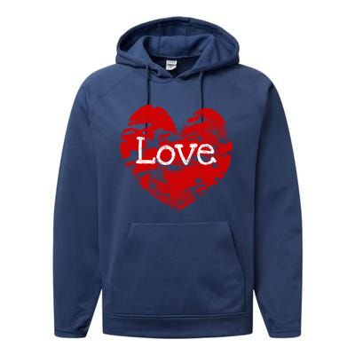 Big Red Heart Valentines Day Tee Cute Vgiftday Love Couple Gift Performance Fleece Hoodie