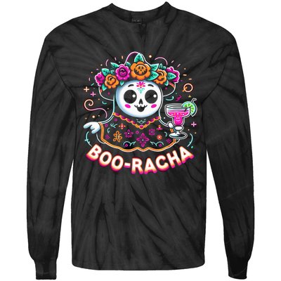 Boo Racha Happy Halloween And Cinco De Mayo Mexico Festival Style Tie-Dye Long Sleeve Shirt