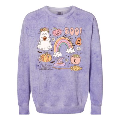 Boo Retro Halloween Ghost Design Gift Colorblast Crewneck Sweatshirt