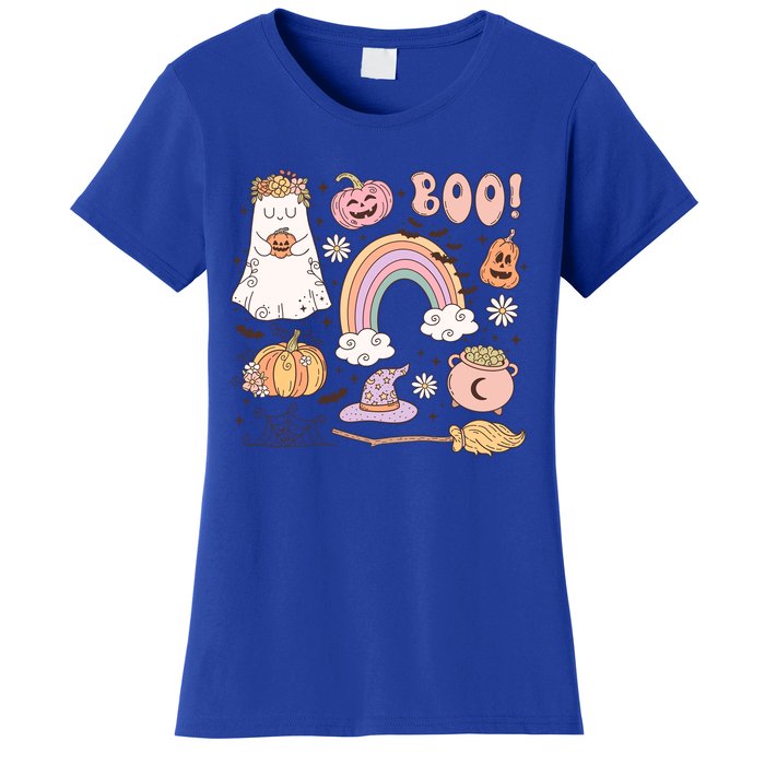 Boo Retro Halloween Ghost Design Gift Women's T-Shirt