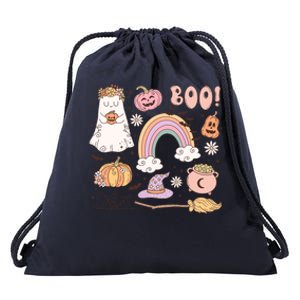 Boo Retro Halloween Ghost Design Gift Drawstring Bag