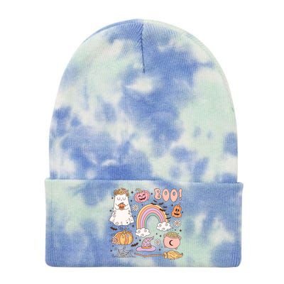 Boo Retro Halloween Ghost Design Gift Tie Dye 12in Knit Beanie