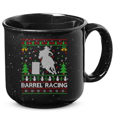 Barrel Racing Horse Sports Xmas Ugly Barrel Racing Christmas Gift 15oz Campfire Ceramic Mug