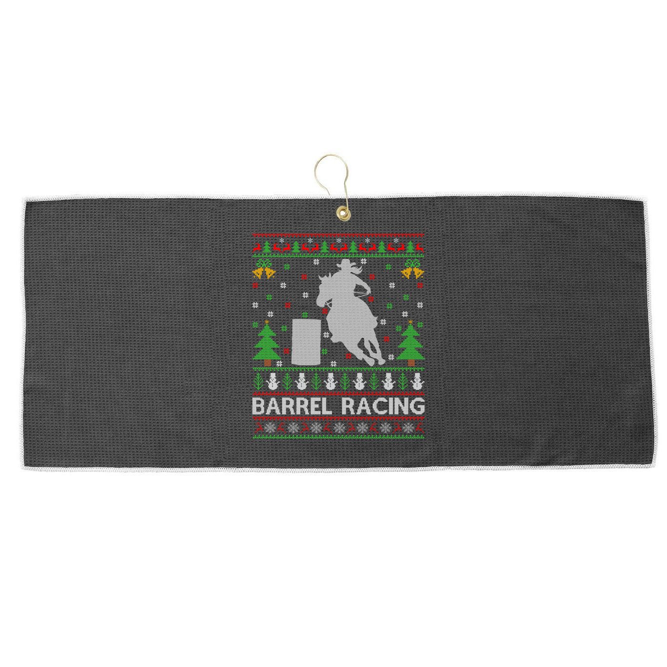 Barrel Racing Horse Sports Xmas Ugly Barrel Racing Christmas Gift Large Microfiber Waffle Golf Towel
