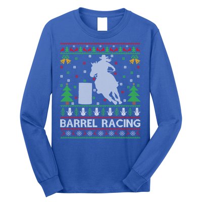 Barrel Racing Horse Sports Xmas Ugly Barrel Racing Christmas Gift Long Sleeve Shirt