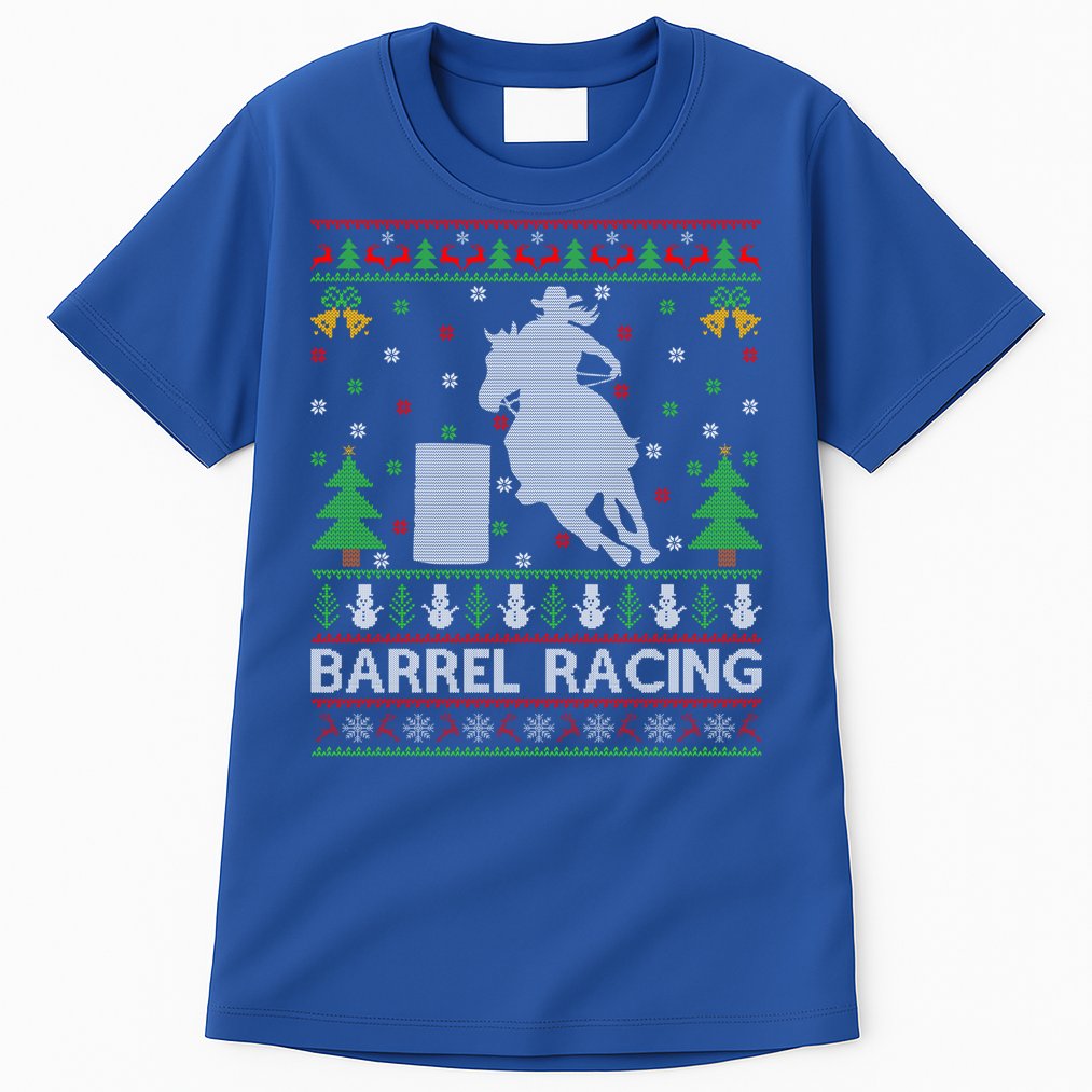 Barrel Racing Horse Sports Xmas Ugly Barrel Racing Christmas Gift Tall T-Shirt