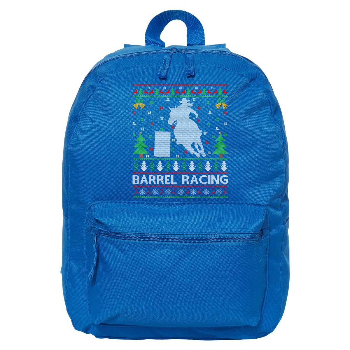 Barrel Racing Horse Sports Xmas Ugly Barrel Racing Christmas Gift 16 in Basic Backpack