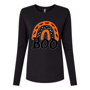 BOO Retro Halloween Rainbow Womens Cotton Relaxed Long Sleeve T-Shirt