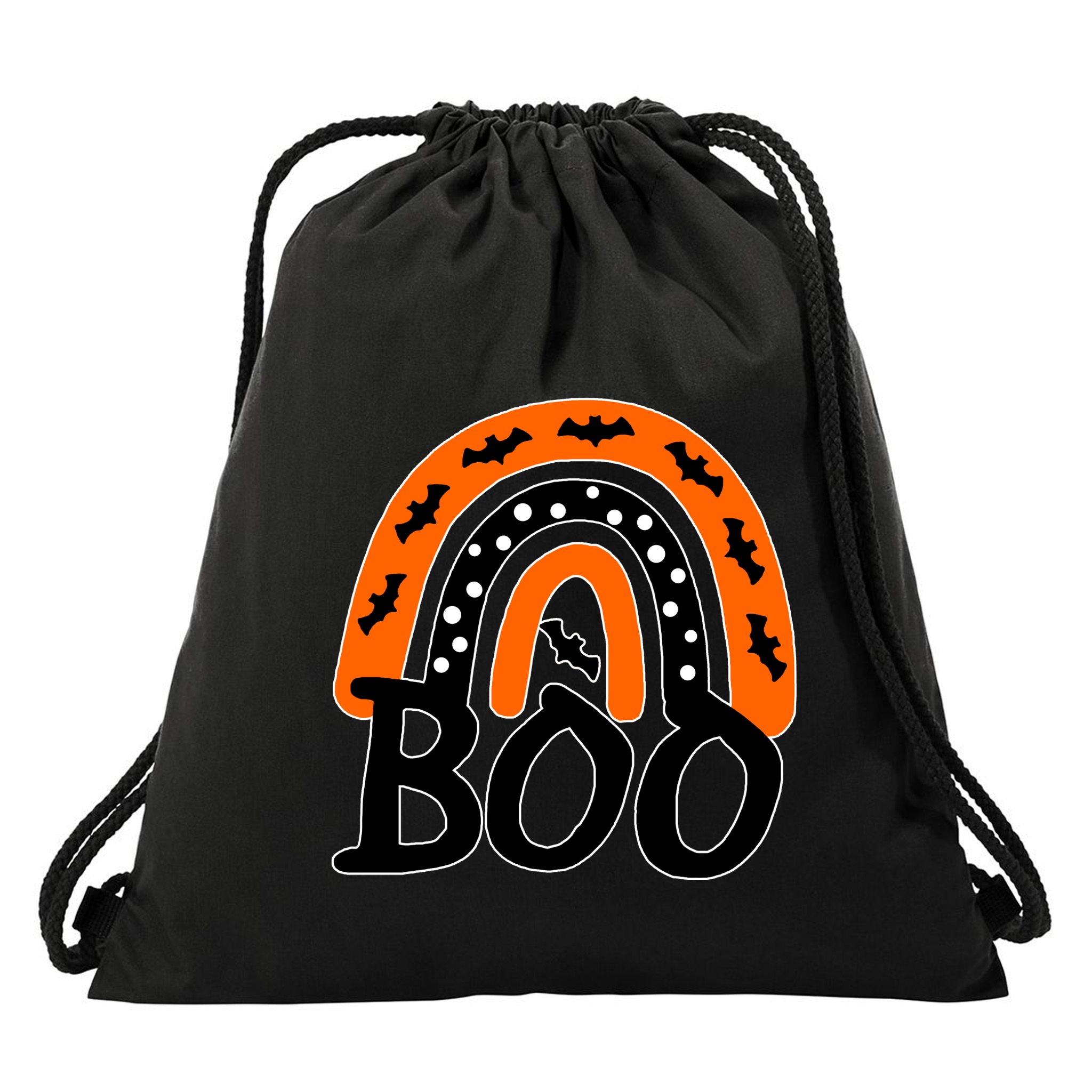 BOO Retro Halloween Rainbow Drawstring Bag