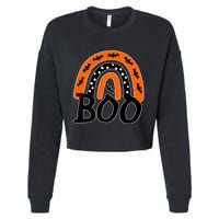BOO Retro Halloween Rainbow Cropped Pullover Crew