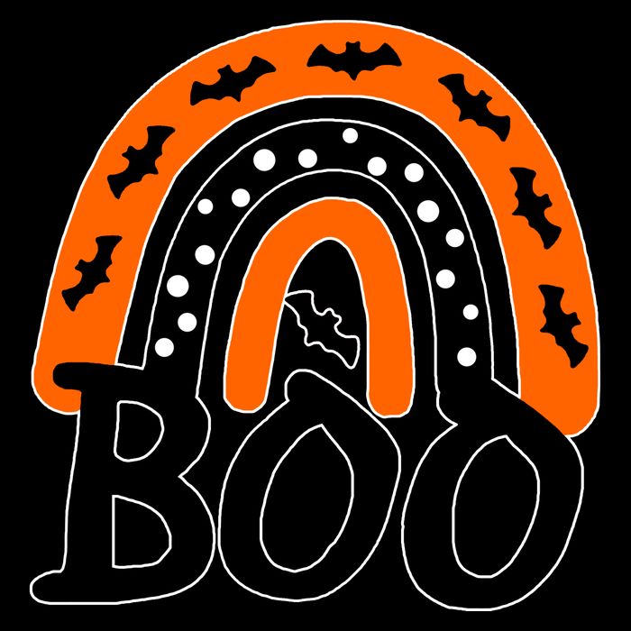 BOO Retro Halloween Rainbow Cropped Pullover Crew