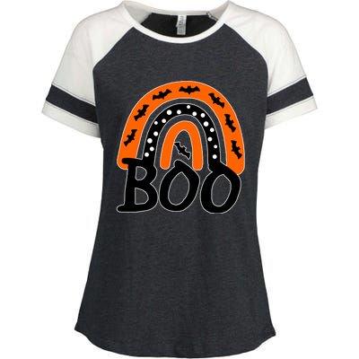 BOO Retro Halloween Rainbow Enza Ladies Jersey Colorblock Tee