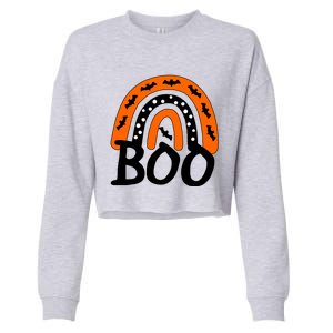 BOO Retro Halloween Rainbow Cropped Pullover Crew