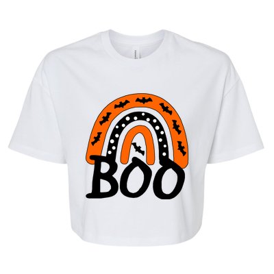 BOO Retro Halloween Rainbow Bella+Canvas Jersey Crop Tee