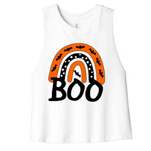 BOO Retro Halloween Rainbow Women's Racerback Cropped Tank