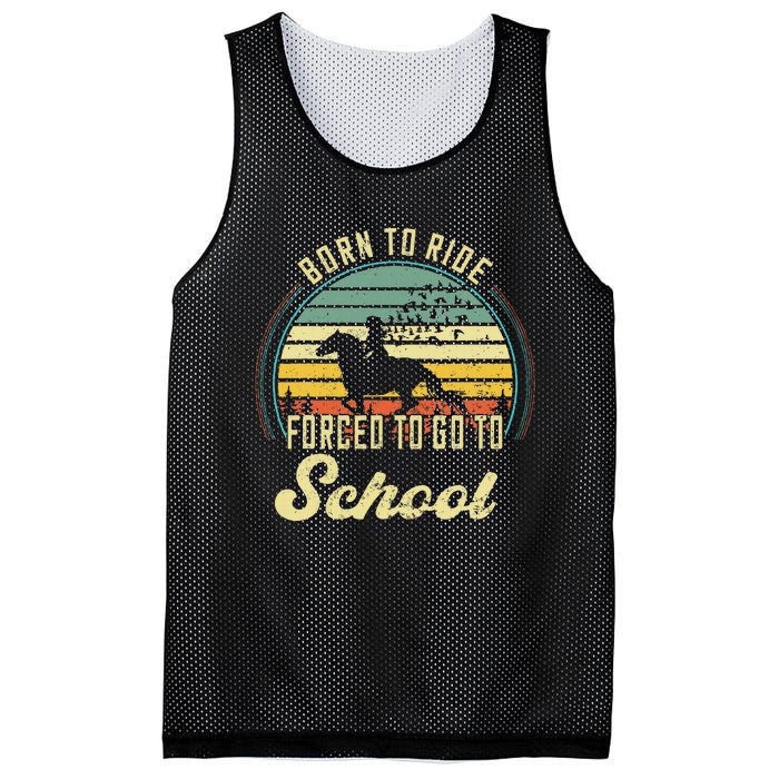 Born Ride Horses Forced To Go To School Cute Horse Girl Mesh Reversible Basketball Jersey Tank