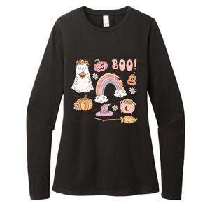 Boo Retro Halloween Ghost Design Gift Womens CVC Long Sleeve Shirt