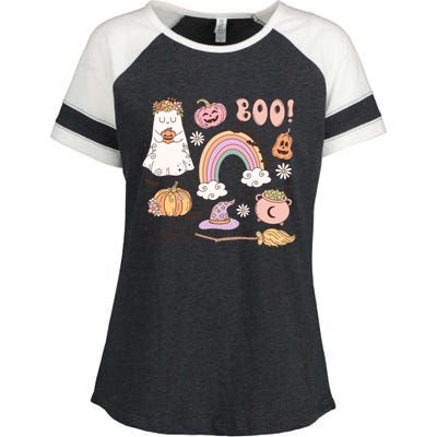 Boo Retro Halloween Ghost Design Gift Enza Ladies Jersey Colorblock Tee