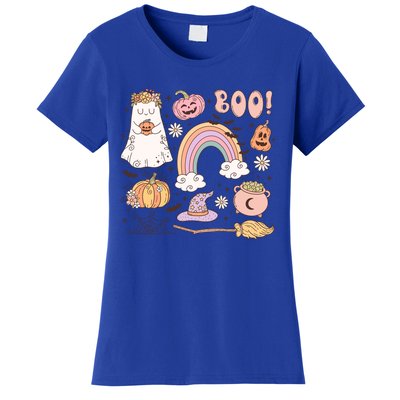 Boo Retro Halloween Ghost Design Gift Women's T-Shirt