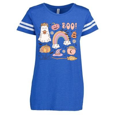 Boo Retro Halloween Ghost Design Gift Enza Ladies Jersey Football T-Shirt