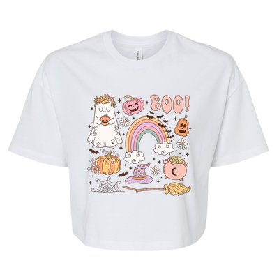 Boo Retro Halloween Ghost Design Gift Bella+Canvas Jersey Crop Tee