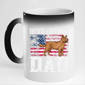 Best Red Heeler Dad American Flag Australian Cattle Dog 11oz Black Color Changing Mug