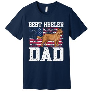 Best Red Heeler Dad American Flag Australian Cattle Dog Premium T-Shirt