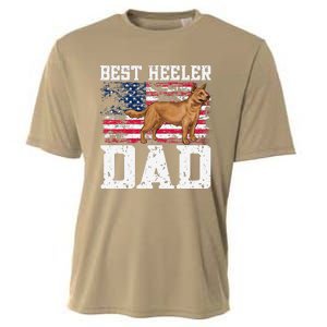 Best Red Heeler Dad American Flag Australian Cattle Dog Cooling Performance Crew T-Shirt