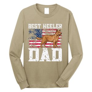 Best Red Heeler Dad American Flag Australian Cattle Dog Long Sleeve Shirt