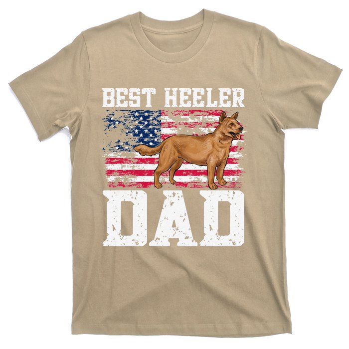 Best Red Heeler Dad American Flag Australian Cattle Dog T-Shirt