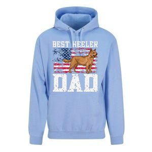 Best Red Heeler Dad American Flag Australian Cattle Dog Unisex Surf Hoodie