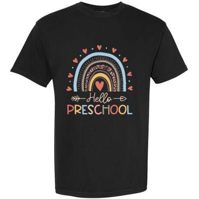 Boho Rainbow Hello Preschool First Day Of School Teacher Garment-Dyed Heavyweight T-Shirt