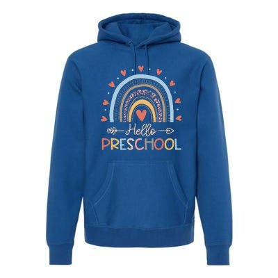 Boho Rainbow Hello Preschool First Day Of School Teacher Premium Hoodie