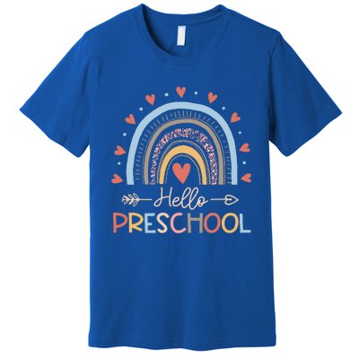 Boho Rainbow Hello Preschool First Day Of School Teacher Premium T-Shirt