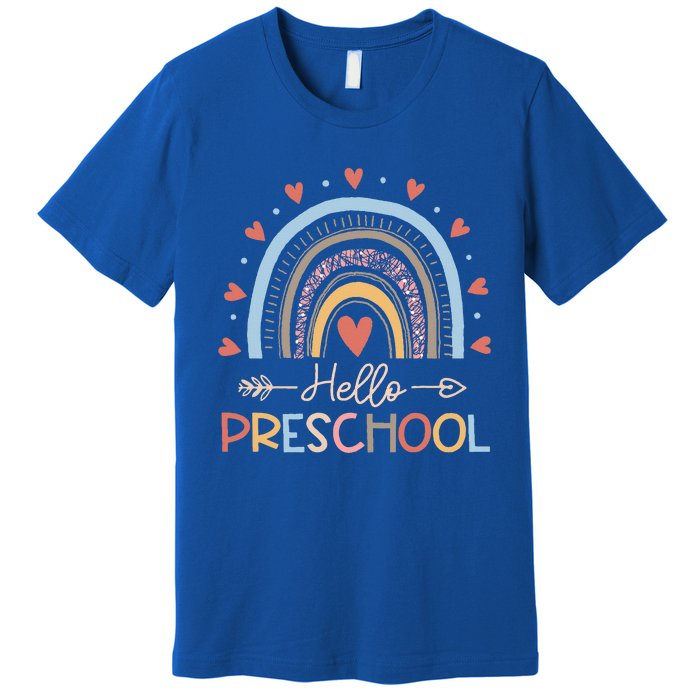 Boho Rainbow Hello Preschool First Day Of School Teacher Premium T-Shirt